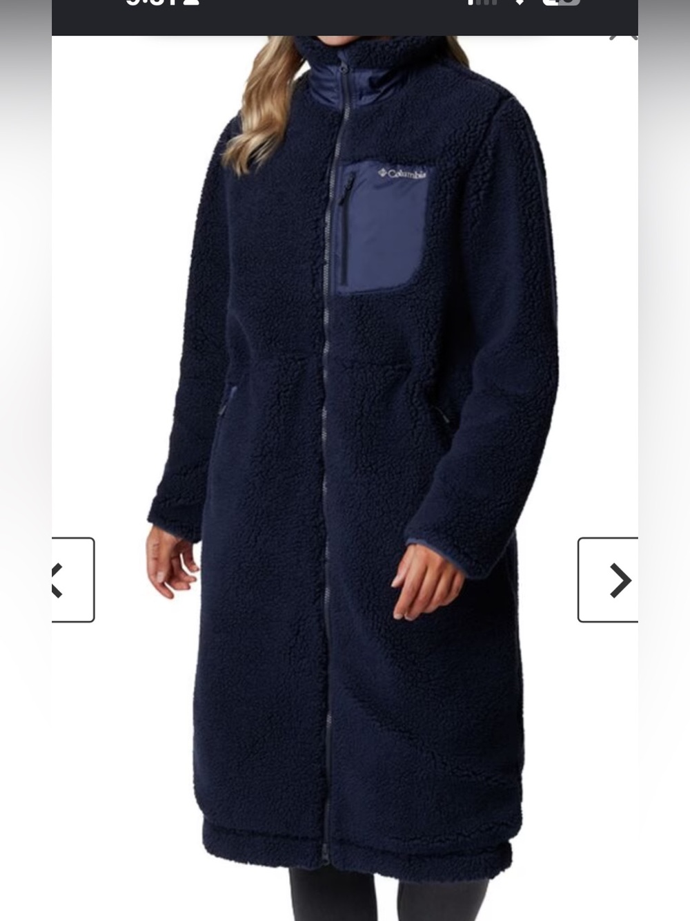 Columbia Navy Long Sherpa Teddy Coat